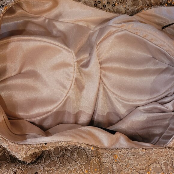 Jax Sequined Lace Illusion Cocktail Dress Champaigne Size 8 - Picture 11 of 16